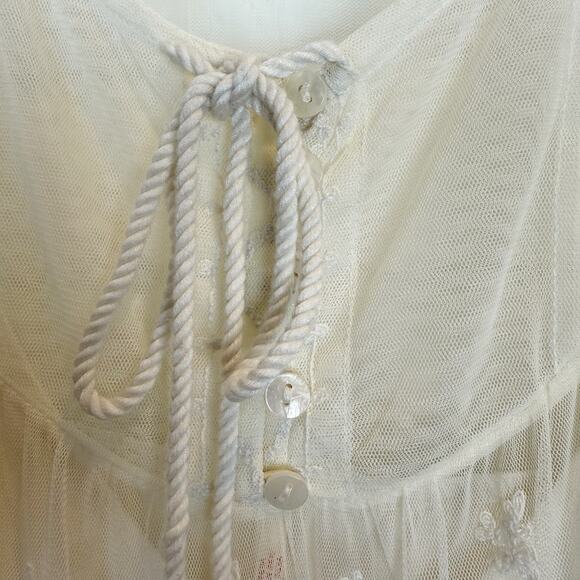 Free People Stevie Embroidered Maxi Dress Tea Flowy Ivory Sheer Floral Lined L - Picture 5 of 15